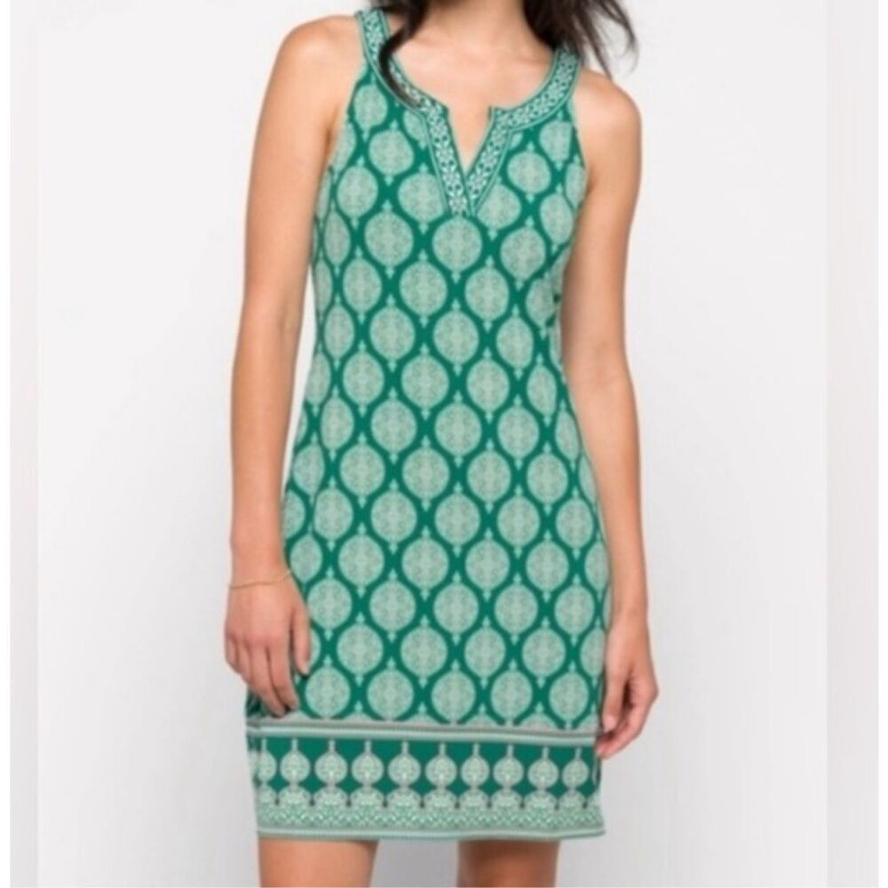 Magnolia Grace Jade Green Alhambra Embroidered Knit Dress Women’s Medium